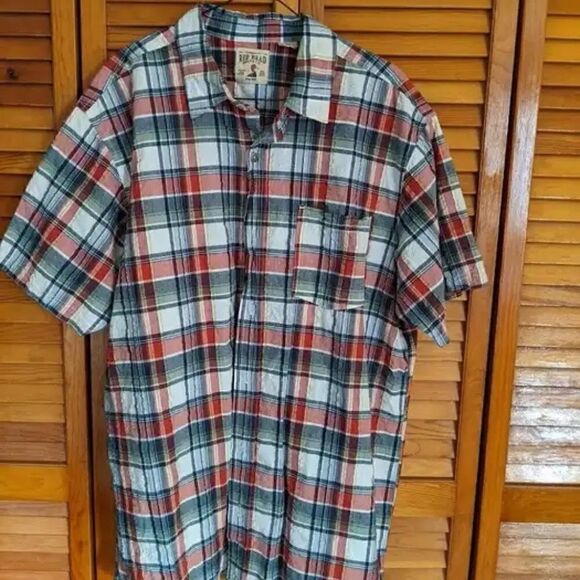 Men's Red Head Brand Plaid Short Sleeve Shirt Duck Goose Casual Work - Picture 1 of 5